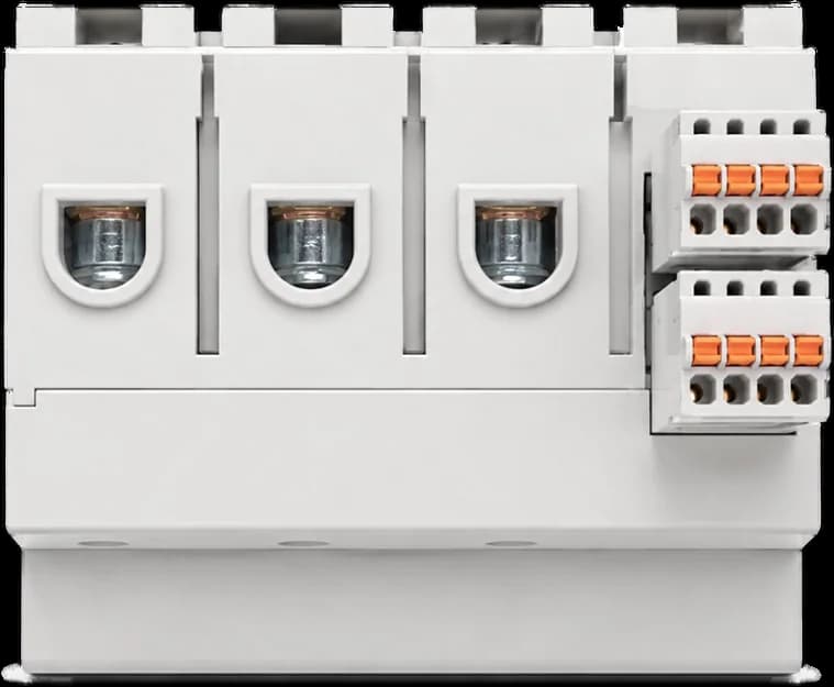 Top of the OptiBee Energy Pro with three phase apertures and the pluggable terminal blocks
